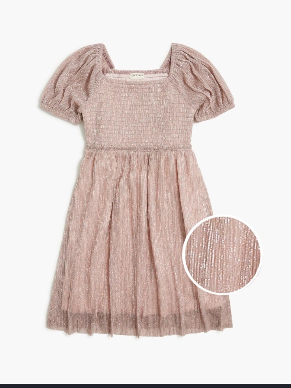 Crewcuts Shimmery Blush Pink Puff-Sleeve Tulle Dress
